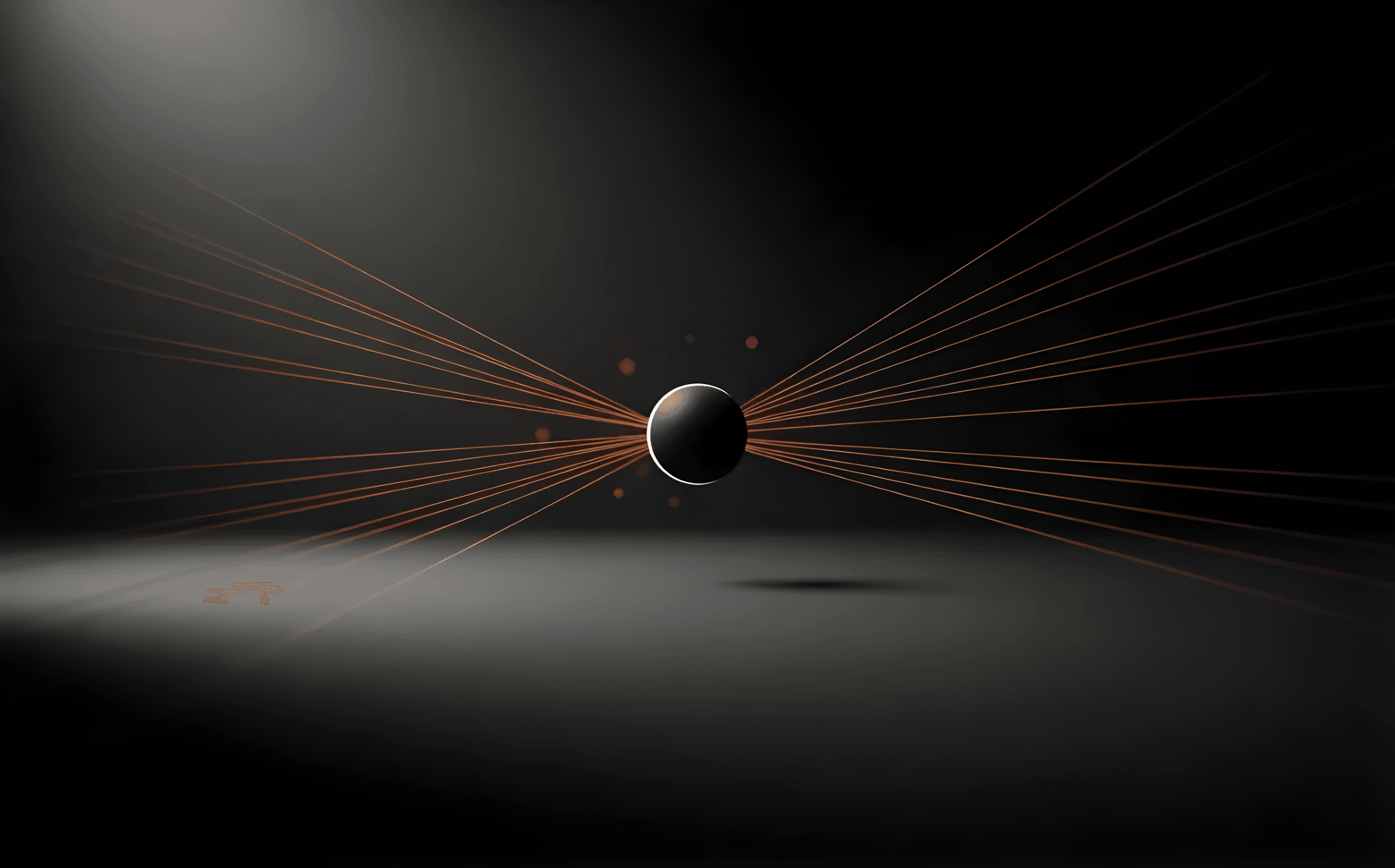 Orange light threads converging on a sphere