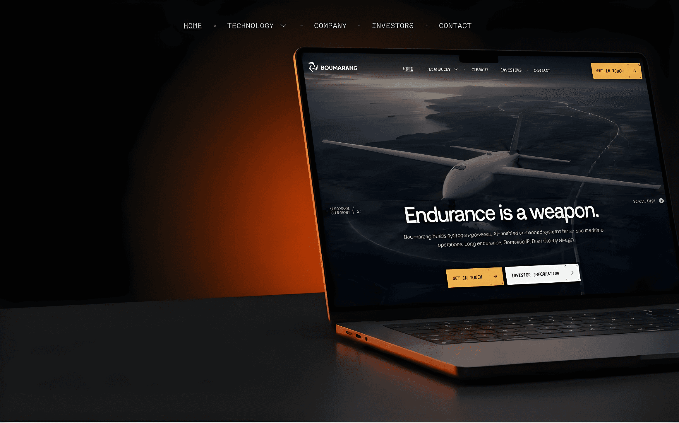 Boumarang website on a laptop, built on Webflow by Wix Engine