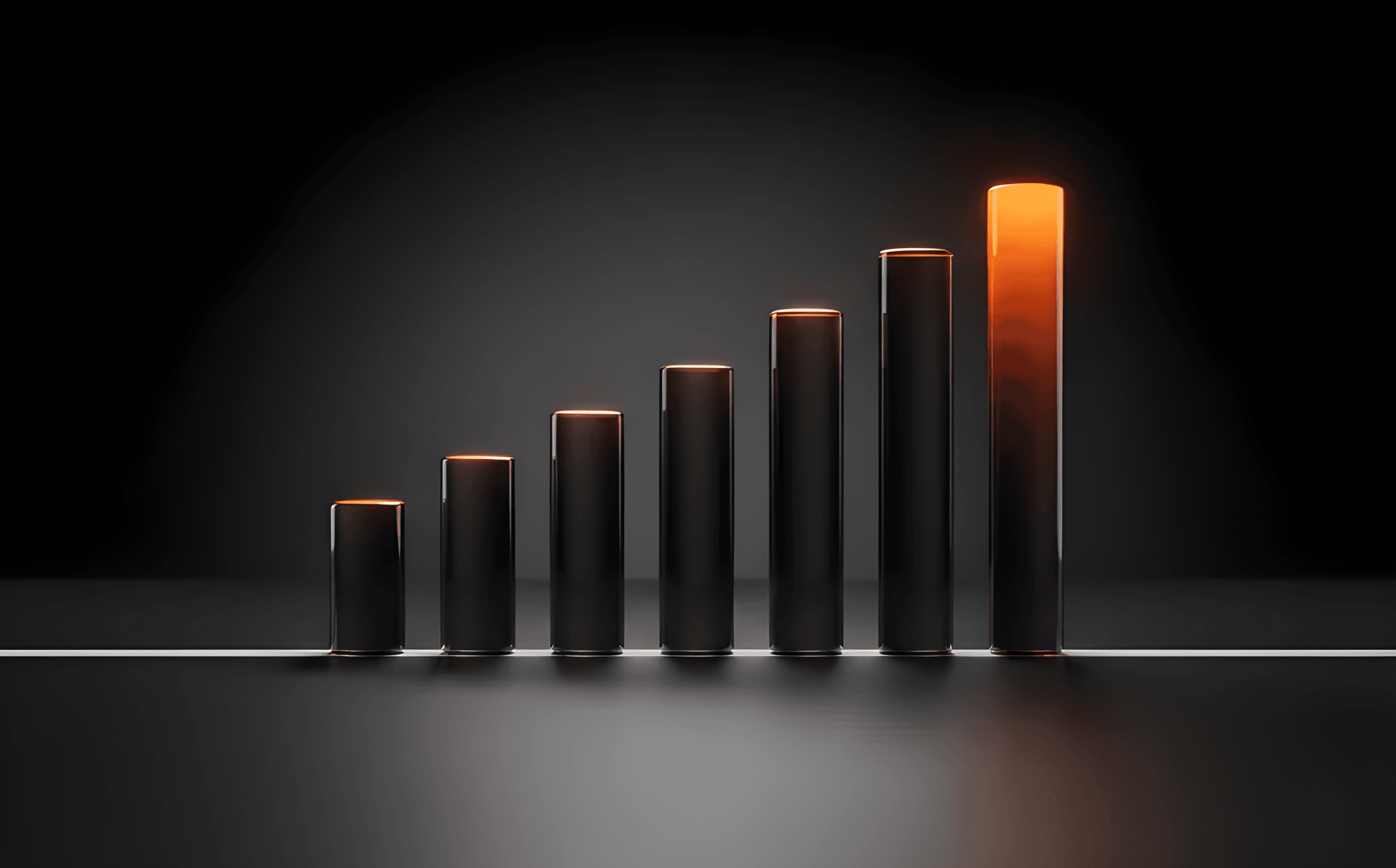 Glass columns rising like a bar chart: digital marketing growth by Wix Engine